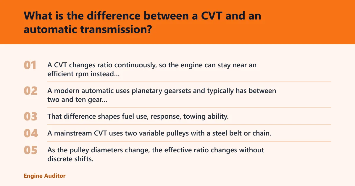 Steps: What is the difference between a CVT and an automatic transmission?