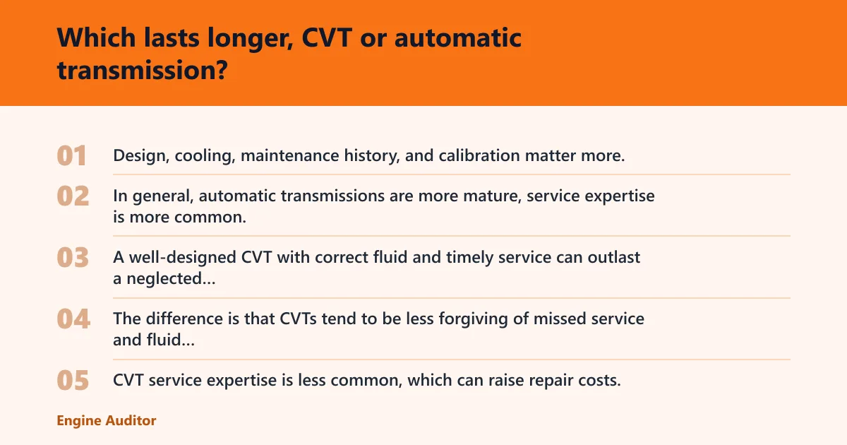 Steps: Which lasts longer, CVT or automatic transmission?