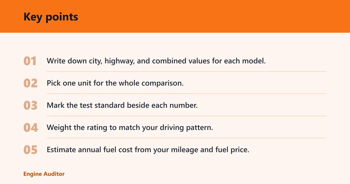 Key points: Fuel economy worksheet