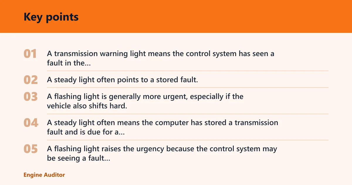 Key points: What the transmission warning light means
