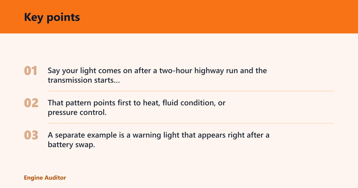 Key points: Transmission warning light matrix