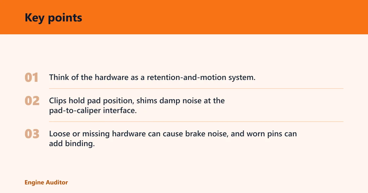 Key points: Brake hardware inspection matrix