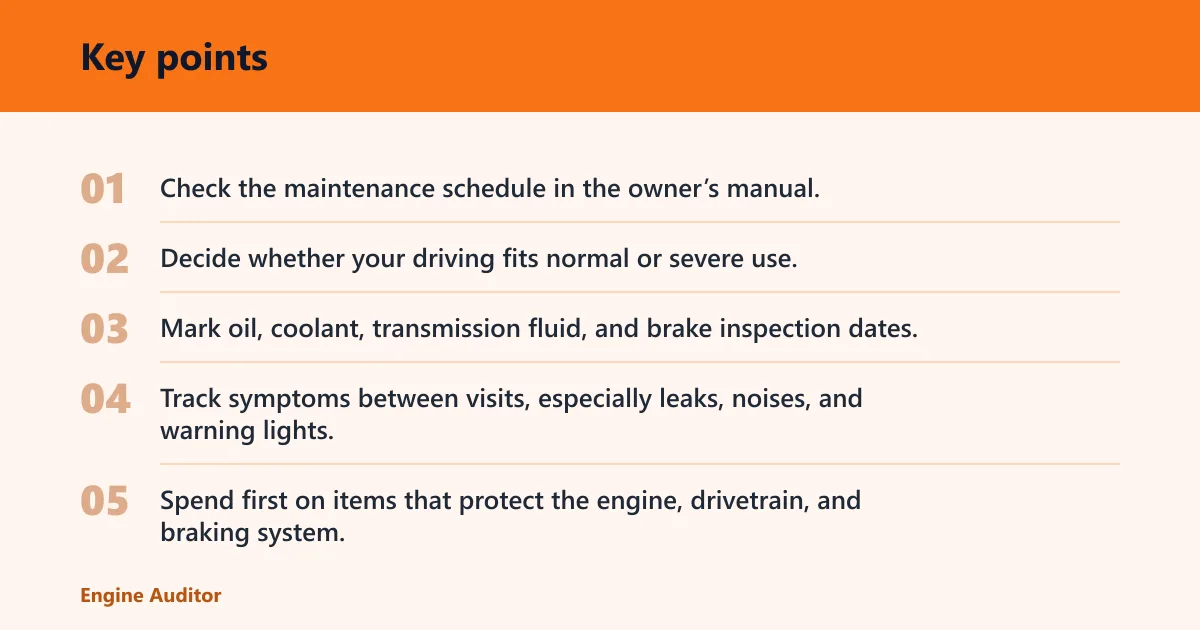 Key points: How do you follow the maintenance schedule cheaply?