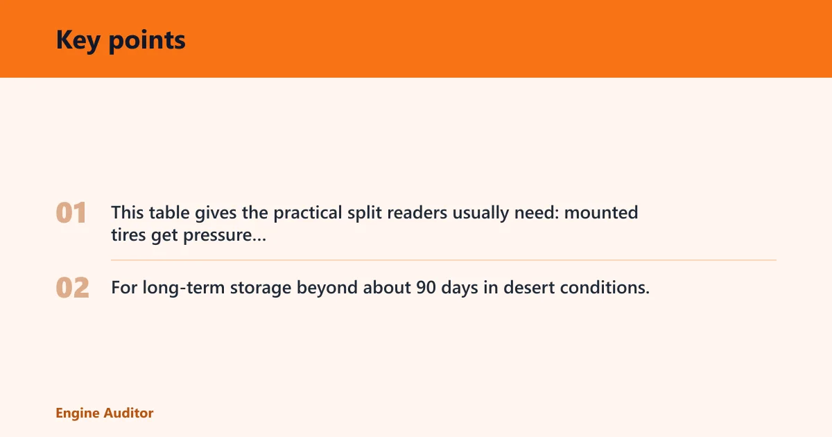 Key points: Tire storage checklist