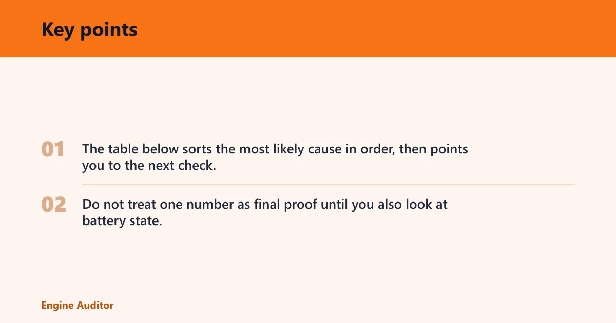 Key points: Alternator charging decision table