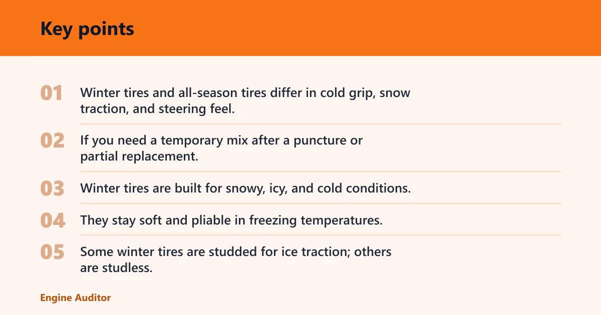 Key points: Can you mix winter and all-season tires?