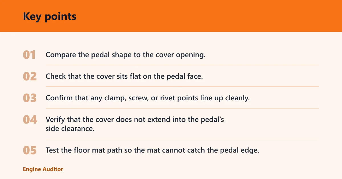 Key points: Do pedal covers fit your car?