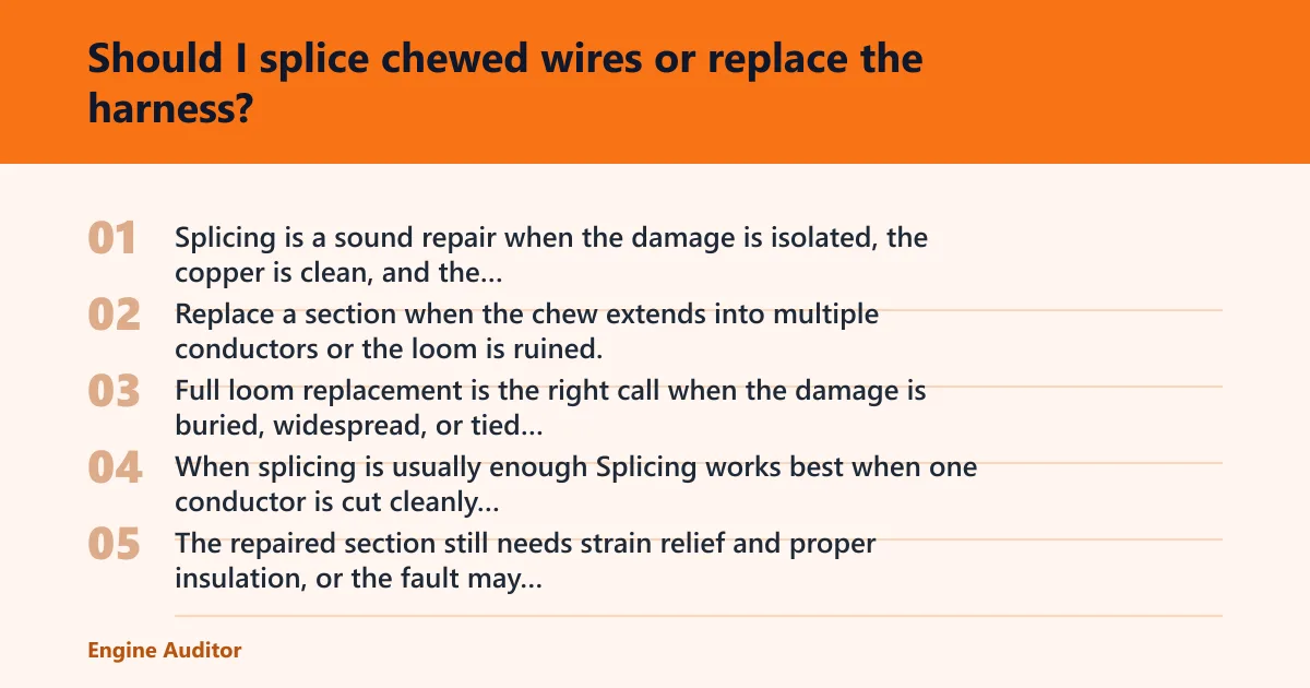 Steps: Should I splice chewed wires or replace the harness?