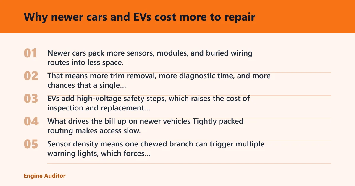 Steps: Why newer cars and EVs cost more to repair
