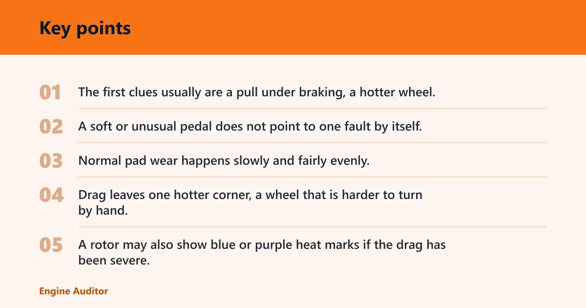 Key points: What a sticking brake caliper feels like