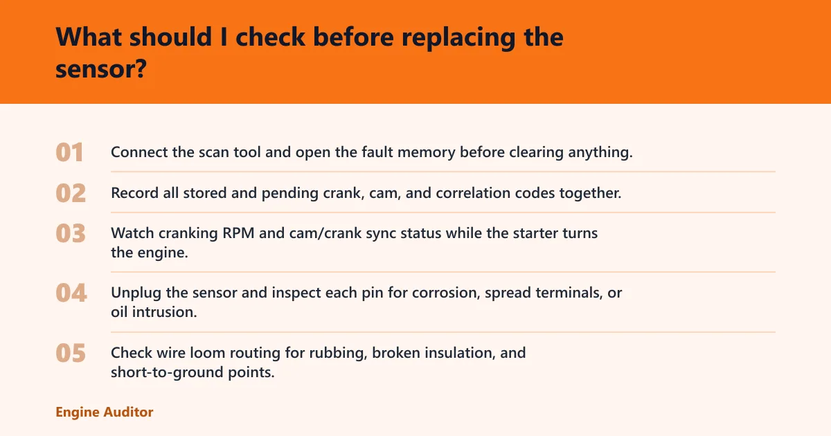 Steps: What should I check before replacing the sensor?