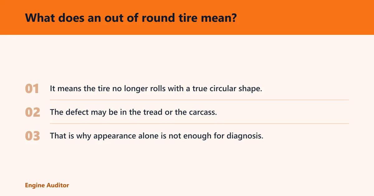 Steps: What does an out of round tire mean?