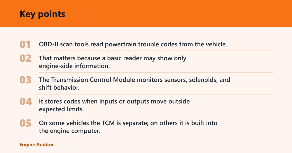 Key points: How transmission control codes are read