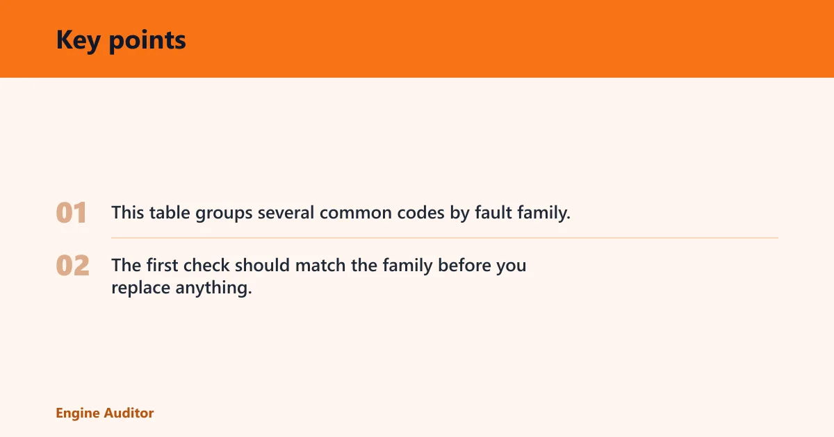 Key points: Transmission control code triage table