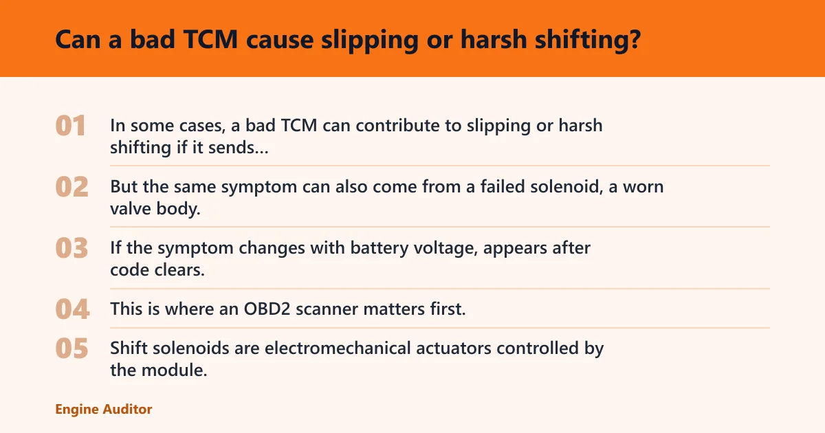 Steps: Can a bad TCM cause slipping or harsh shifting?