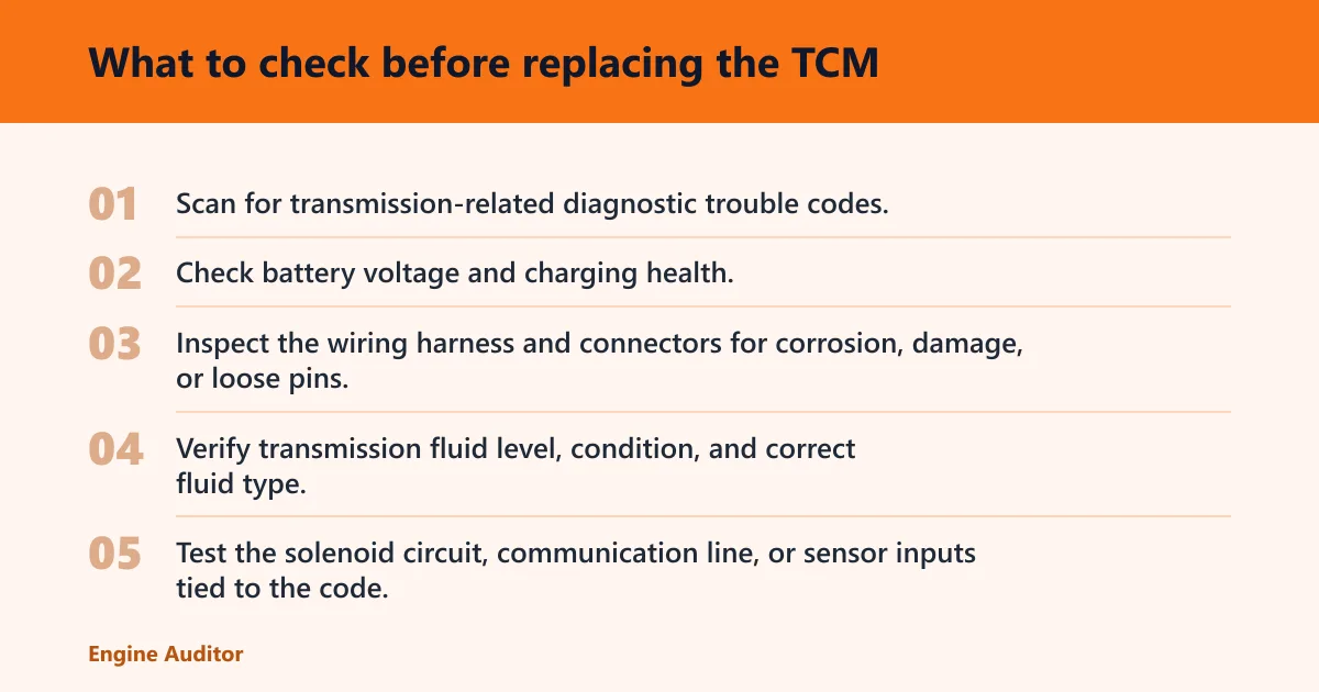 Steps: What to check before replacing the TCM