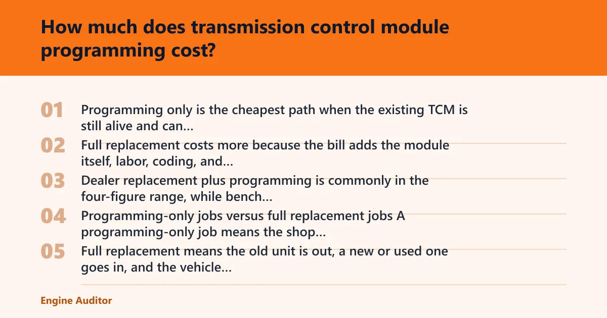 Steps: How much does transmission control module programming cost?
