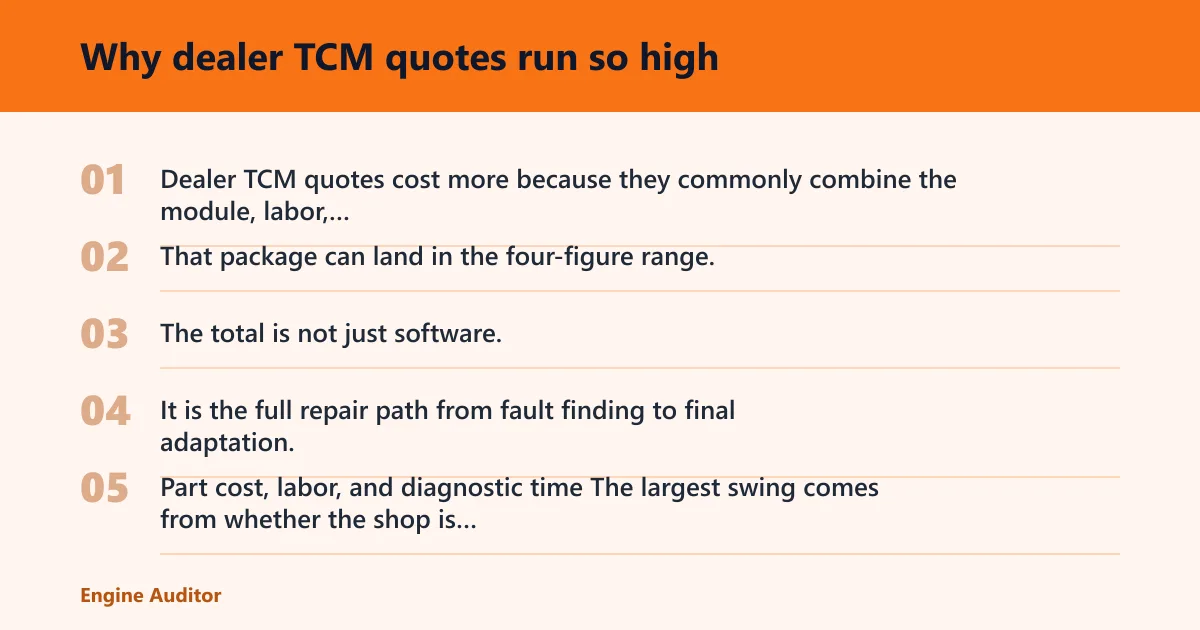 Steps: Why dealer TCM quotes run so high