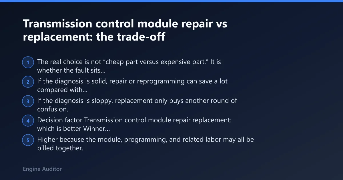 Steps: Transmission control module repair vs replacement: the trade-off