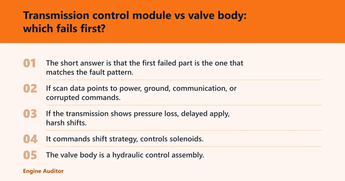Steps: Transmission control module vs valve body: which fails first?