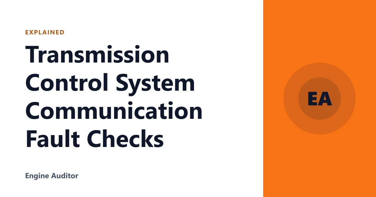 Transmission Control System Communication Fault Checks