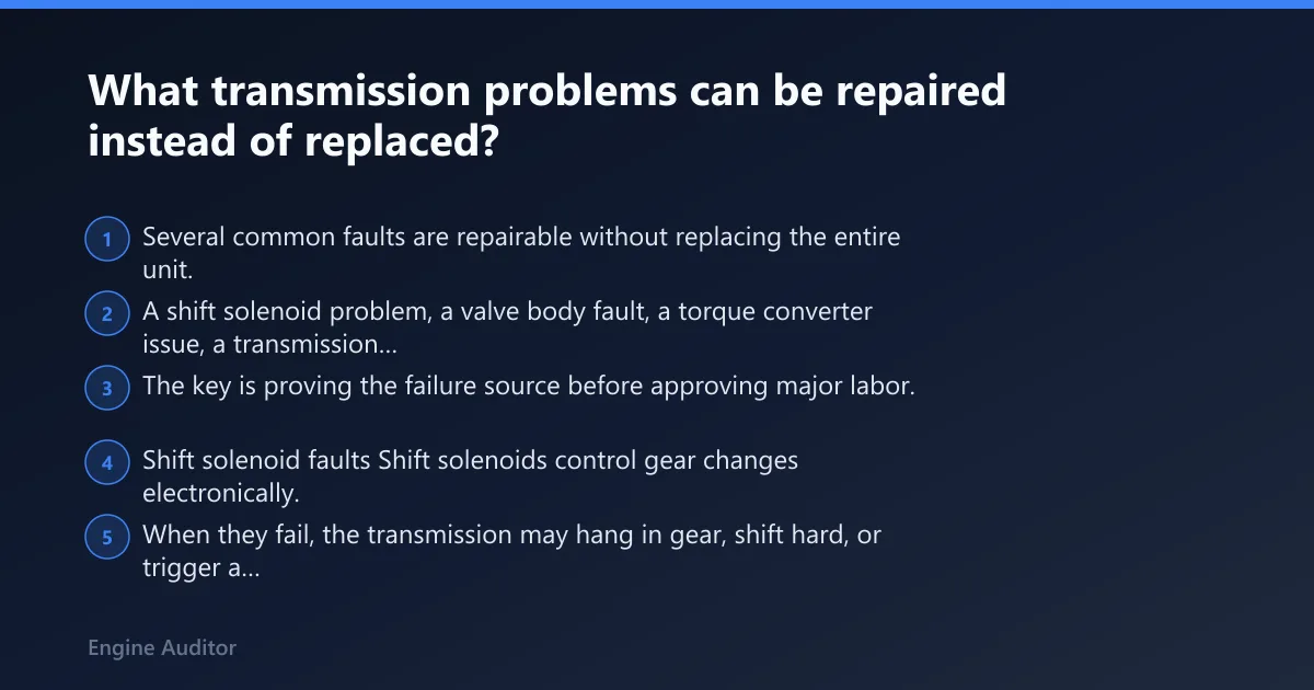 Steps: What transmission problems can be repaired instead of replaced?