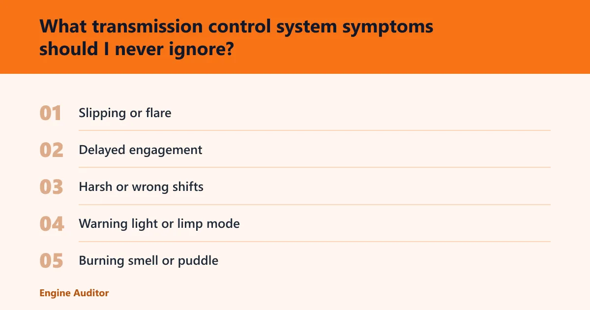 Steps: What transmission control system symptoms should I never ignore?