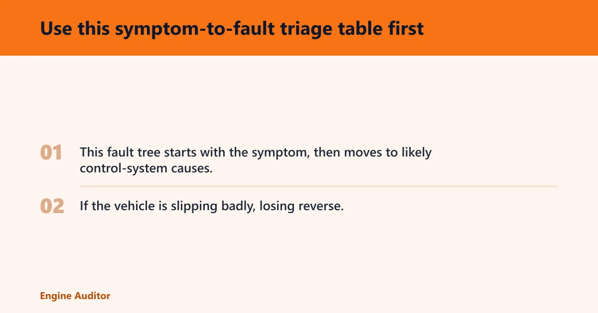 Steps: Use this symptom-to-fault triage table first