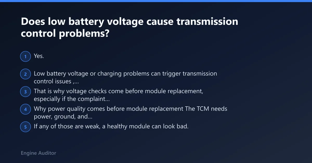 Steps: Does low battery voltage cause transmission control problems?