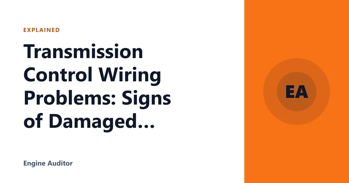 Transmission Control Wiring Problems: Signs of Damaged Harnesses