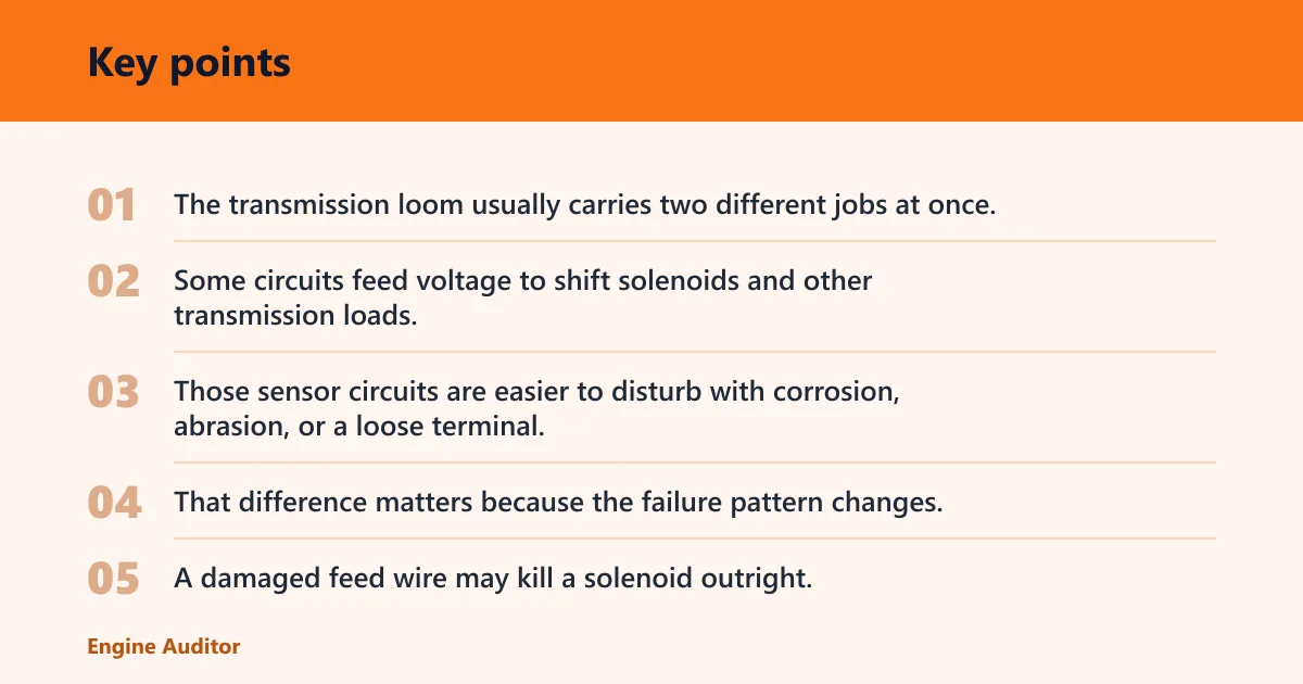 Key points: Transmission harness damage changes