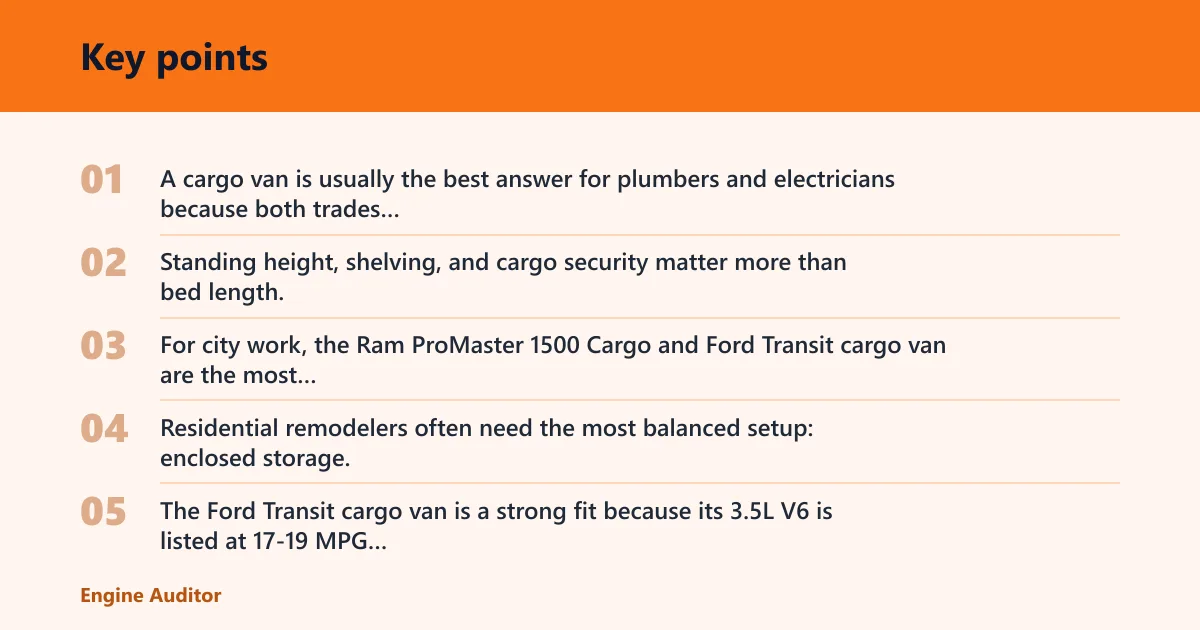 Key points: Which vehicle fits your trade?