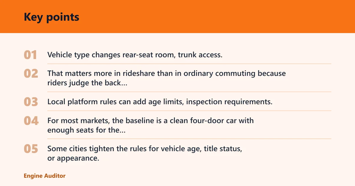 Key points: Uber vehicle rules and fit