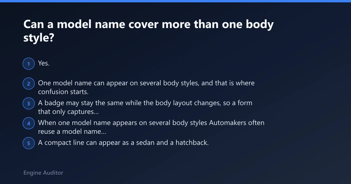 Steps: Can a model name cover more than one body style?
