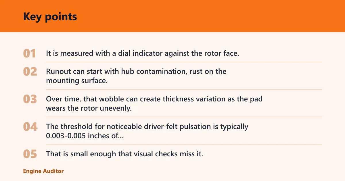 Key points: Rotor runout and thickness variation