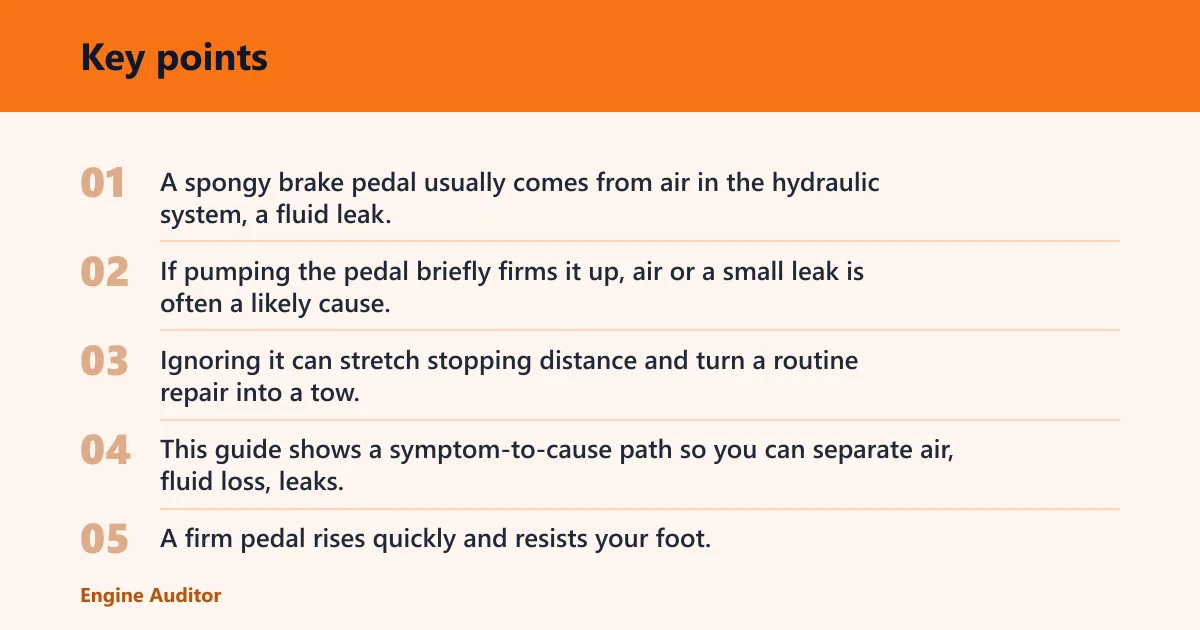 Key points: What a spongy brake pedal means