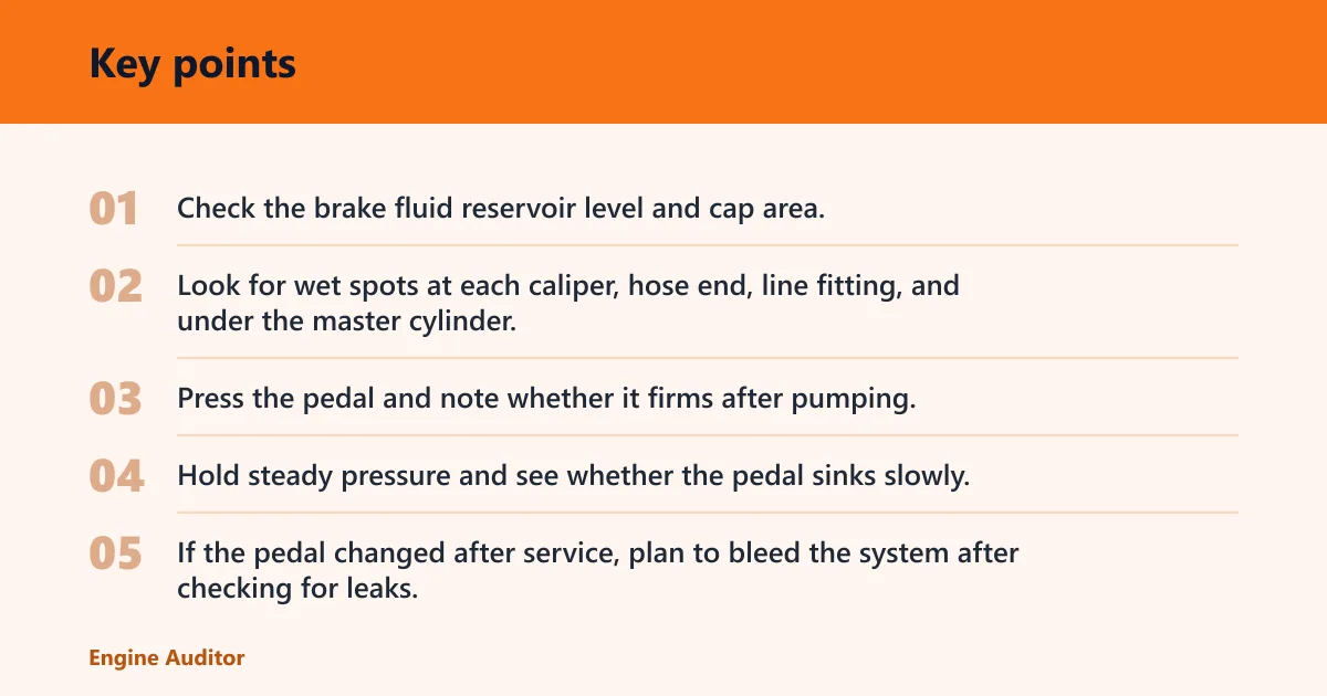 Key points: Brake pedal diagnostic matrix