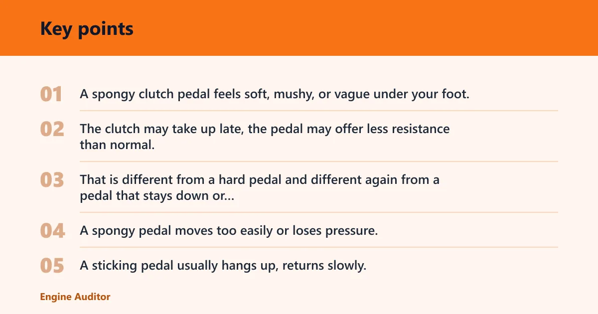 Key points: What a spongy clutch pedal means