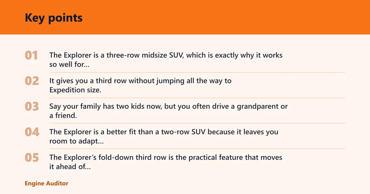Key points: Why the Ford Explorer is the best all-around pick