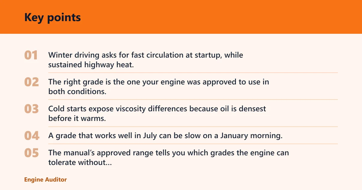 Key points: What oil viscosity means in winter