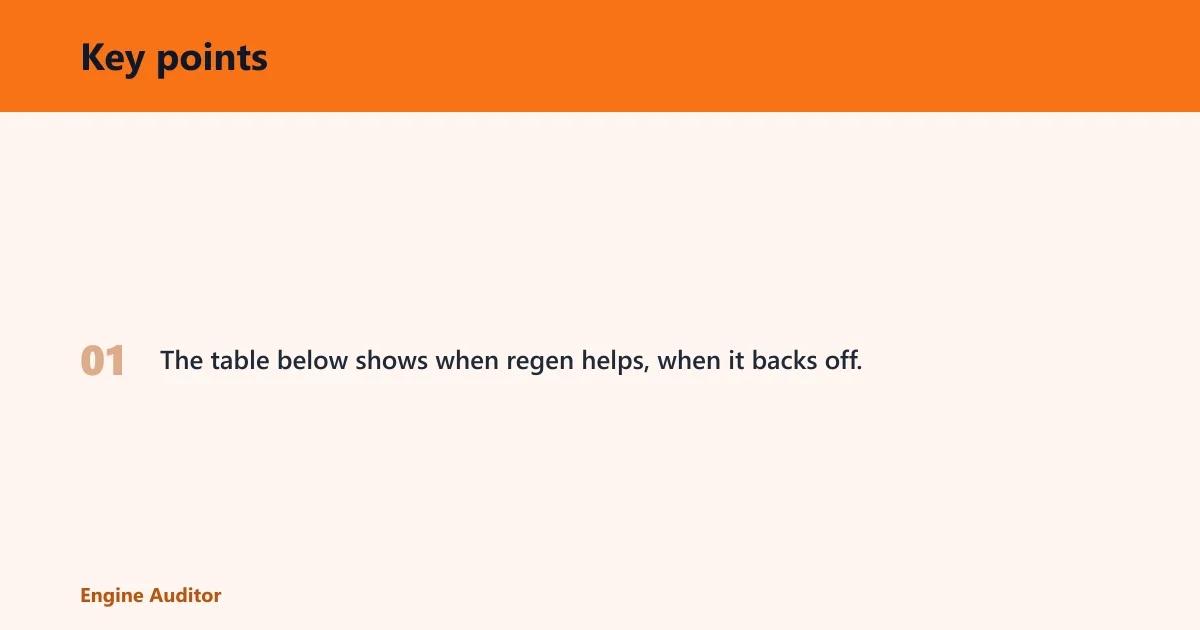 Key points: Regen decision table