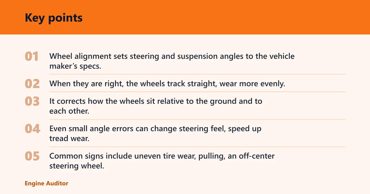 Key points: What a wheel alignment changes
