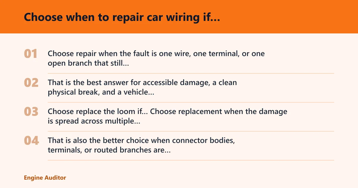 Steps: Choose when to repair car wiring if…