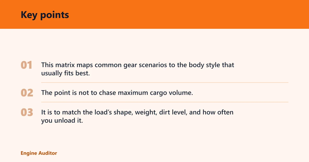 Key points: Gear decision matrix