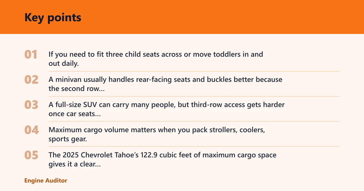 Key points: Which vehicle type is best for large families?
