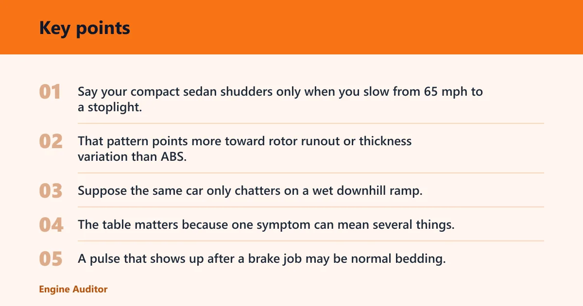 Key points: Brake pedal vibration triage