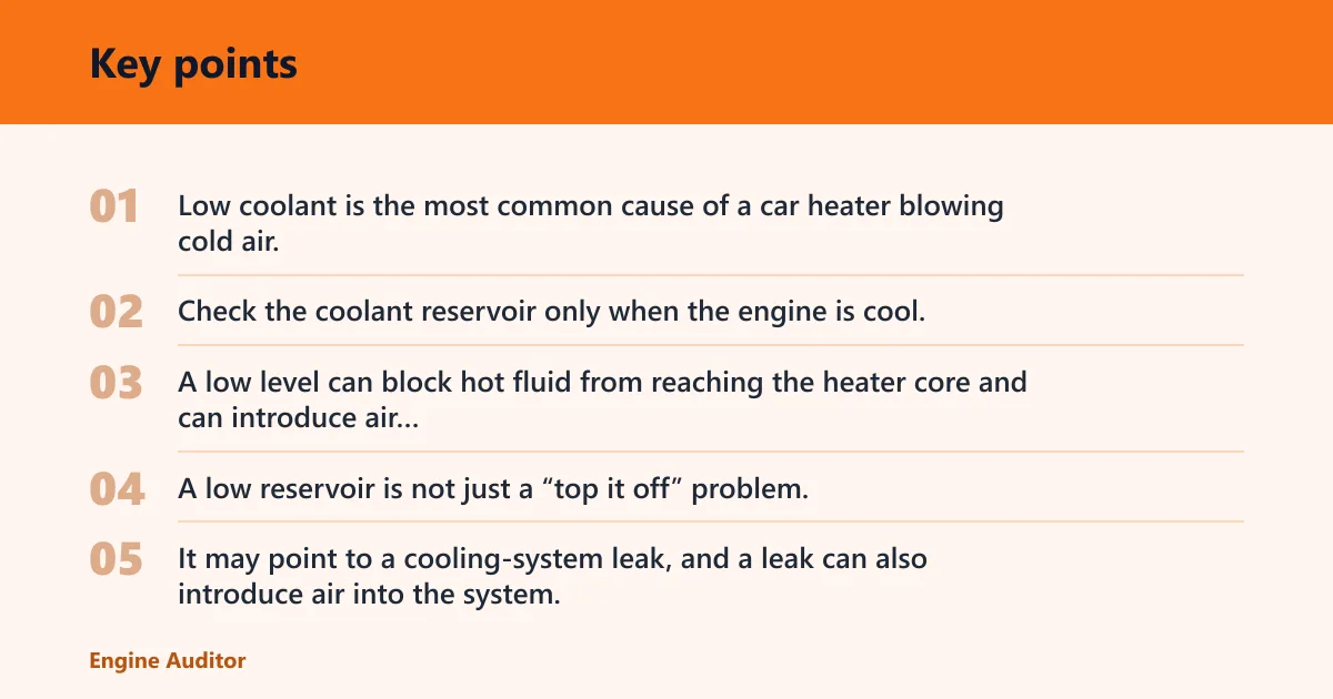 Key points: Why is my car heater blowing cold air?