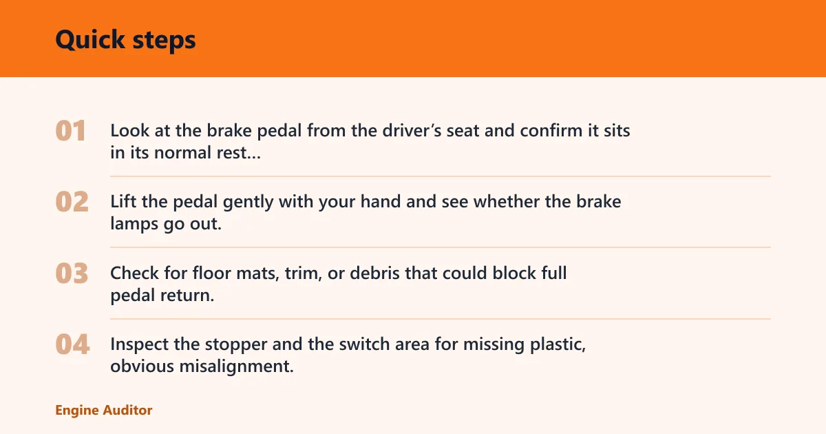 Quick steps: What should you check first if a brake light stays on when the car is off?