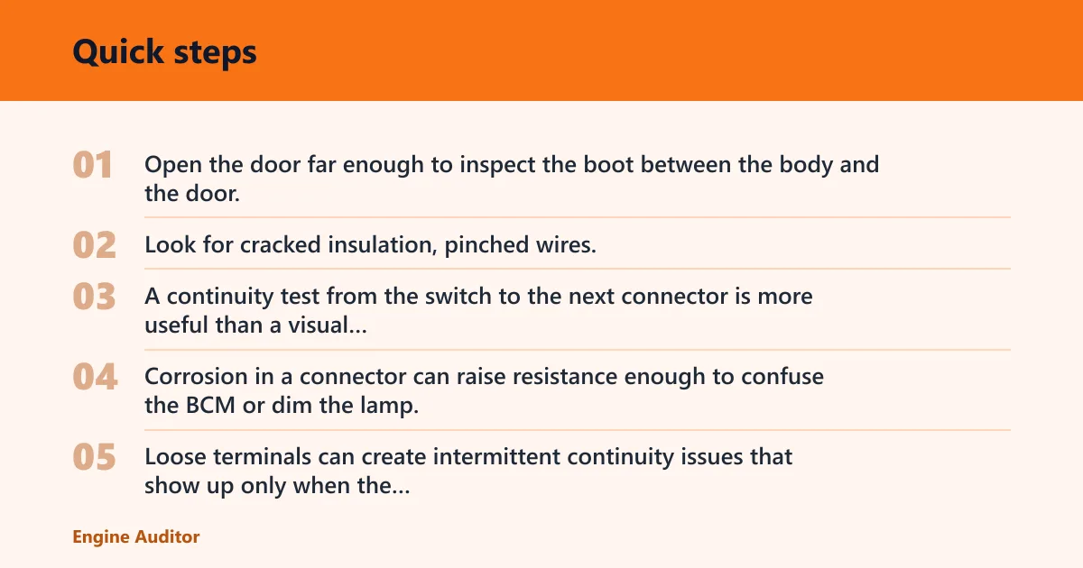 Quick steps: Check wiring, connectors, and ground