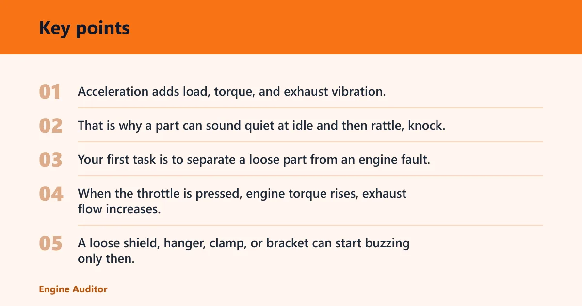 Key points: Acceleration rattle guide